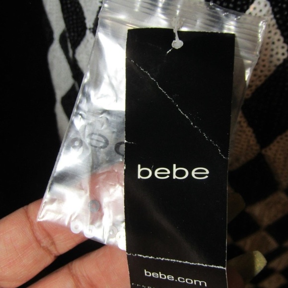 BEBE Womans Black and White Harlequin Sequin Mini - Picture 6 of 6